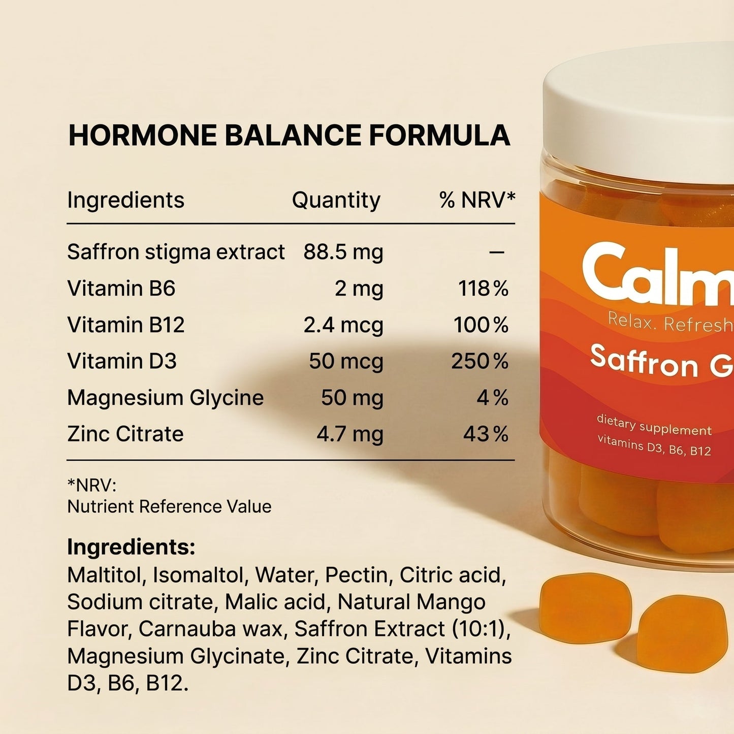 Saffron Gummies for Menopause: Energy & Confidence - Calmora By Kovy