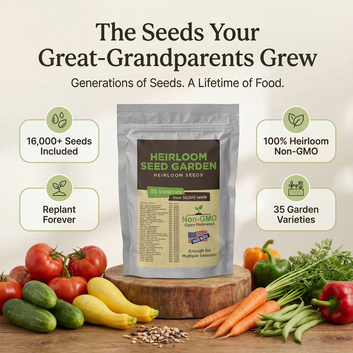 Kovy Heirloom Seed Vault Kit (35 Pack)